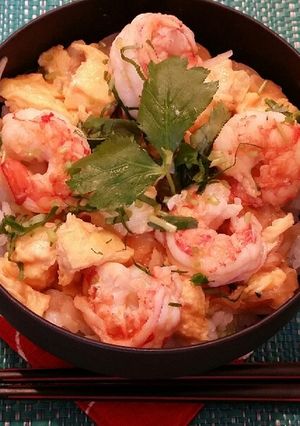 親子丼風のエビ丼(味噌味)-レシピのメイン写真