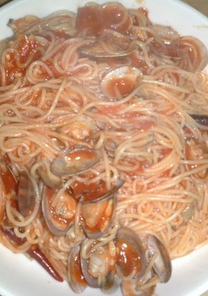 まっかなトマトのあさりパスタ-レシピのメイン写真