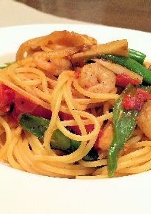 トマトとキノコのスパゲッティ-レシピのメイン写真