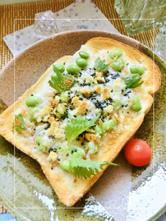 枝豆の胡麻おかか醤油トースト-レシピのメイン写真