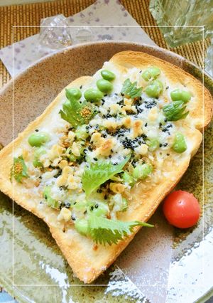枝豆の胡麻おかか醤油トースト-レシピのメイン写真