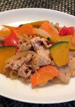 カボチャと豚肉の炒め物-レシピのメイン写真
