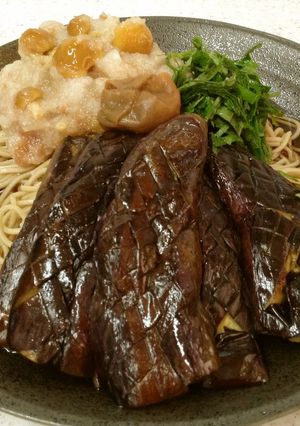梅なめこおろしとなす焼きの冷やしそば-レシピのメイン写真