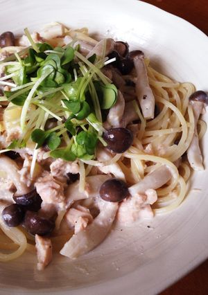 鮭缶と豆乳の和風パスタ-レシピのメイン写真