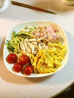 時短!ヘルシー!鶏ささみの冷やし中華-レシピのメイン写真