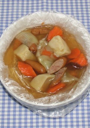 簡単防災☆ポリ袋レシピ☆乾燥野菜でポトフ-レシピのメイン写真