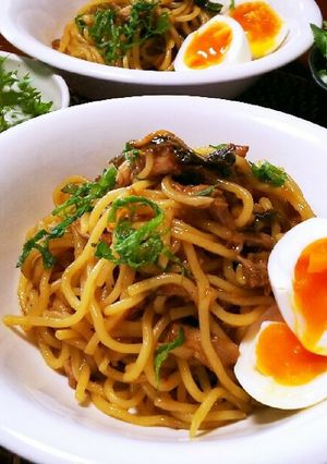 豚の角煮玉子で賄い風パスタ♪-レシピのメイン写真
