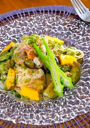 水茄子と夏野菜たっぷりの和風カッペリーニ-レシピのメイン写真