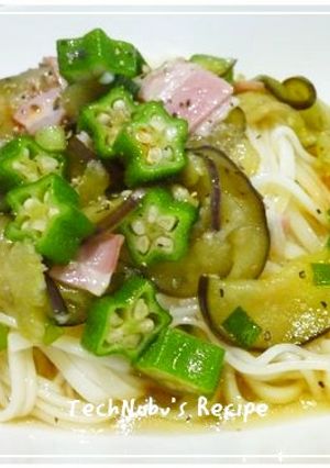 オクラとなすの中華風そうめん-レシピのメイン写真