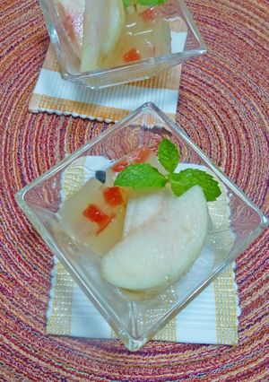 夏にオススメ簡単桃ゼリー☆塩桃添え-レシピのメイン写真
