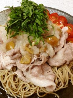 ☼梅なめこおろしと冷やしゃぶのおそば-レシピのメイン写真