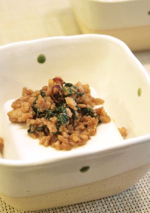 大葉のピリ辛肉味噌のっけ☆スタミナ冷や奴-レシピのメイン写真