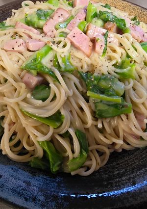 菜の花とベーコンのカルボナーラ-レシピのメイン写真