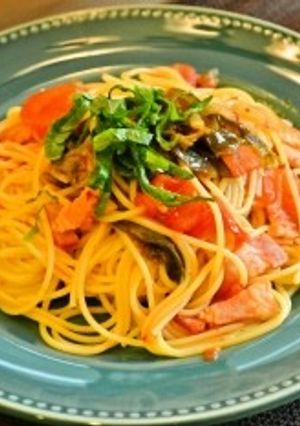 トマトベーコンとキムチの和風スパゲティー-レシピのメイン写真