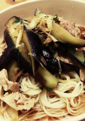 夏にぴったり茄子と豚肉のさっぱりそうめん-レシピのメイン写真
