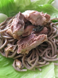 簡単!一人ランチに冷たいサラダ鯖そば-レシピのメイン写真