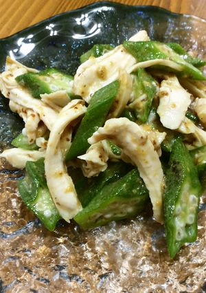 鶏胸肉とオクラのマスポン和え-レシピのメイン写真