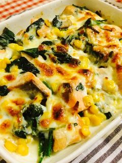 ☆鮭とほうれん草コーンのマヨチーズ焼き-レシピのメイン写真