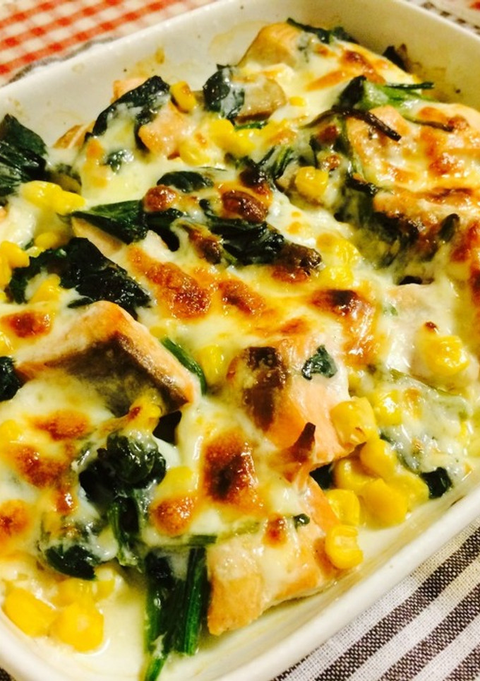 ☆鮭とほうれん草コーンのマヨチーズ焼き-レシピのメイン写真