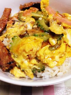さんまの蒲焼き缶deゴーヤ入卵とじ丼-レシピのメイン写真