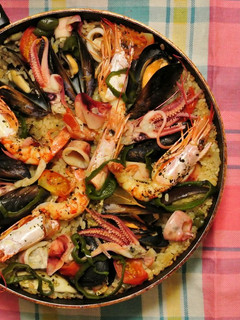 フライパンで簡単!魚介と夏野菜のパエリア-レシピのメイン写真