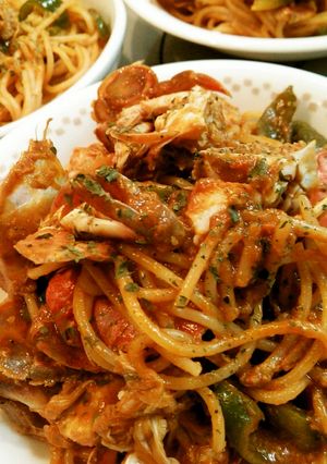 ヒラツメガニのディアブロ風トマトパスタ-レシピのメイン写真