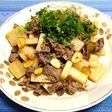 【旭×椙】牛肉と自然薯の炒めもの