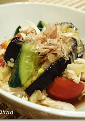 鶏ささみと茄子の酢醤油和え-レシピのメイン写真