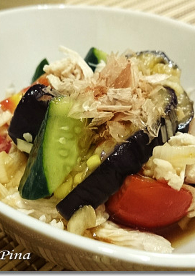 鶏ささみと茄子の酢醤油和え-レシピのメイン写真