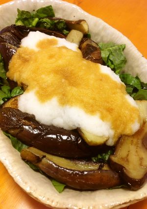 茄子の素揚げ、つる紫と大根下ろしで。-レシピのメイン写真