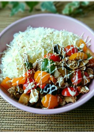 ピーマンなすトマト豚肉のスタミナ丼（生姜焼き）-レシピのメイン写真