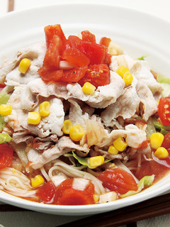 簡単★トマトと豚肉のサラダ風そうめん♪-レシピのメイン写真