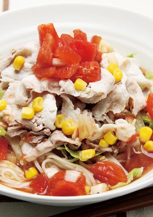 簡単★トマトと豚肉のサラダ風そうめん♪-レシピのメイン写真