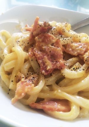 うどんでカルボ風☆-レシピのメイン写真