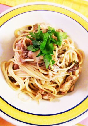 サンマと玉葱のバルサミコ風味スパゲッティ-レシピのメイン写真
