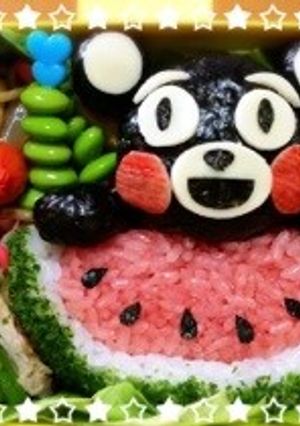 くまモン☆スイカ＊キャラ弁・遠足-レシピのメイン写真