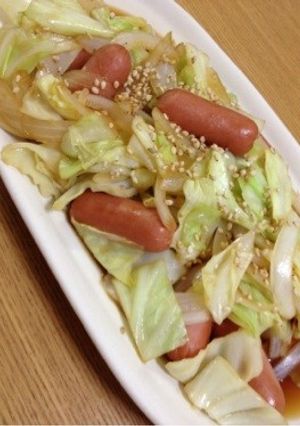 皮なしウィニーとキャベツの生姜焼き-レシピのメイン写真
