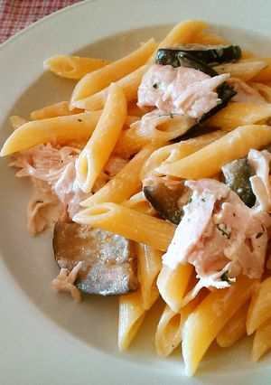 七面鳥とナスのクリームパスタ(鶏肉でも)-レシピのメイン写真