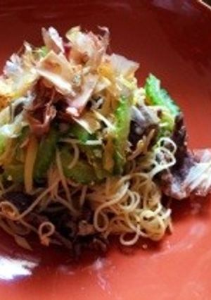 ガッツリ!ゴーヤと牛肉の素麺チャンプル-レシピのメイン写真