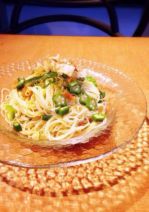暑い日に!梅干しでさっぱり和風冷製パスタ-レシピのメイン写真