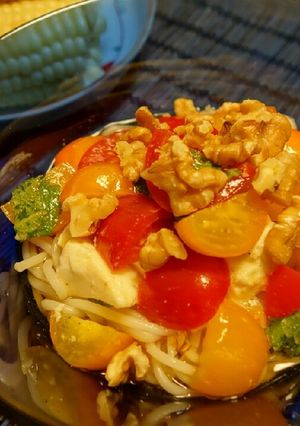 涼しげ!トマトとモッツァレラの冷製ひや麦-レシピのメイン写真