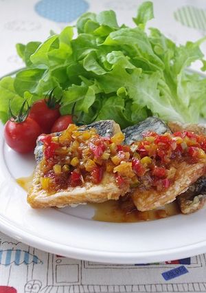 塩サバの竜田揚げ　夏野菜香味ソースかけ-レシピのメイン写真