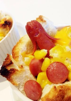 親子で☆ほうれん草ウインナーのチーズ焼き-レシピのメイン写真