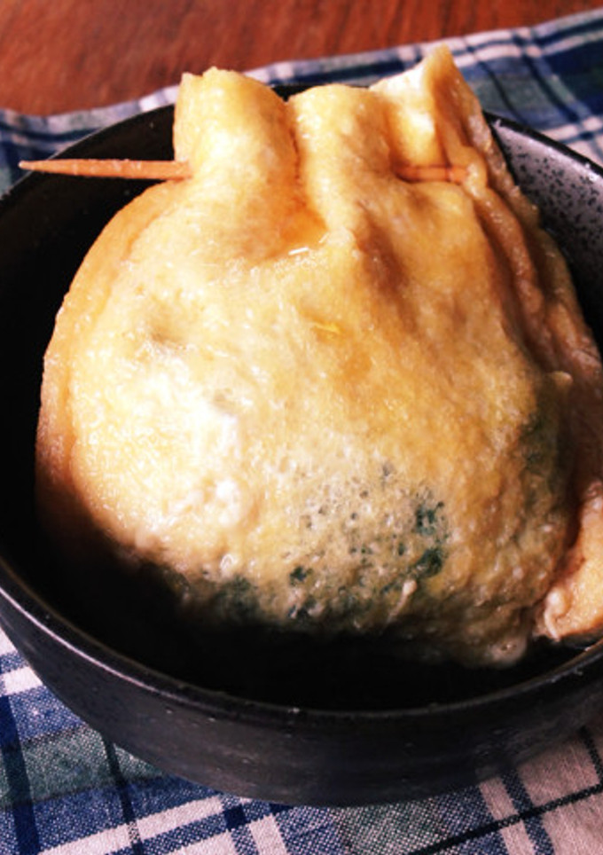 ほうれん草と卵の薄あげ巾着煮-レシピのメイン写真