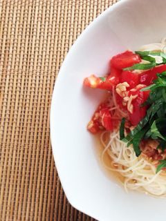 さっぱりおいし〜♡トマトツナ大葉そうめん-レシピのメイン写真