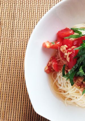 さっぱりおいし〜♡トマトツナ大葉そうめん-レシピのメイン写真