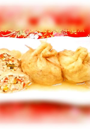 鶏ミンチ&野菜の巾着煮-レシピのメイン写真
