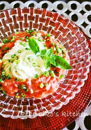かき氷トマトでアジアな冷やし素麺-レシピのメイン写真