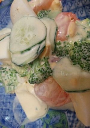 海老ブロッコリーきゅうりゆで卵のサラダ-レシピのメイン写真