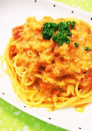 カニ缶で簡単、贅沢！トマトクリームパスタ-レシピのメイン写真